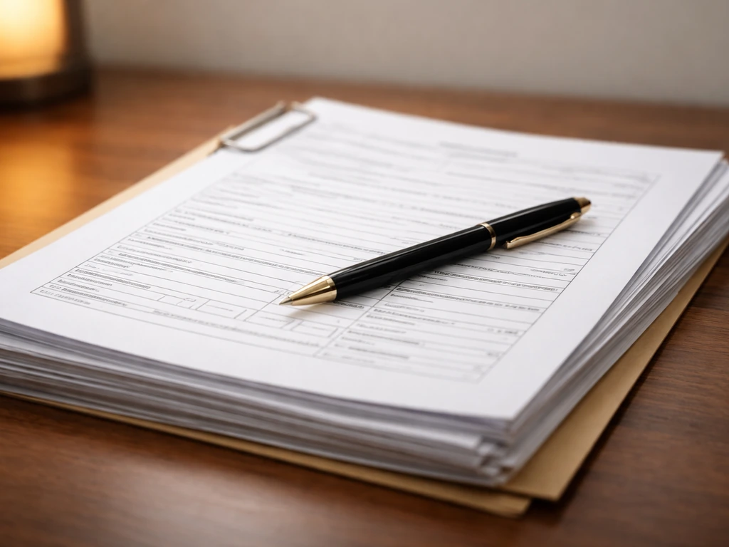 Close-up of financial disclosure forms and a pen on a desk, symbolizing sources of net-worth figures