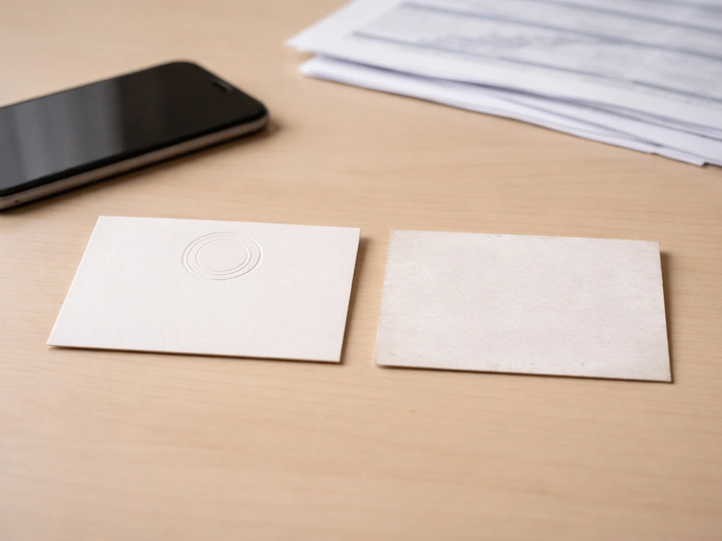 Two contrasting claim-style cards on a desk, showing credible vs copied financial information visually