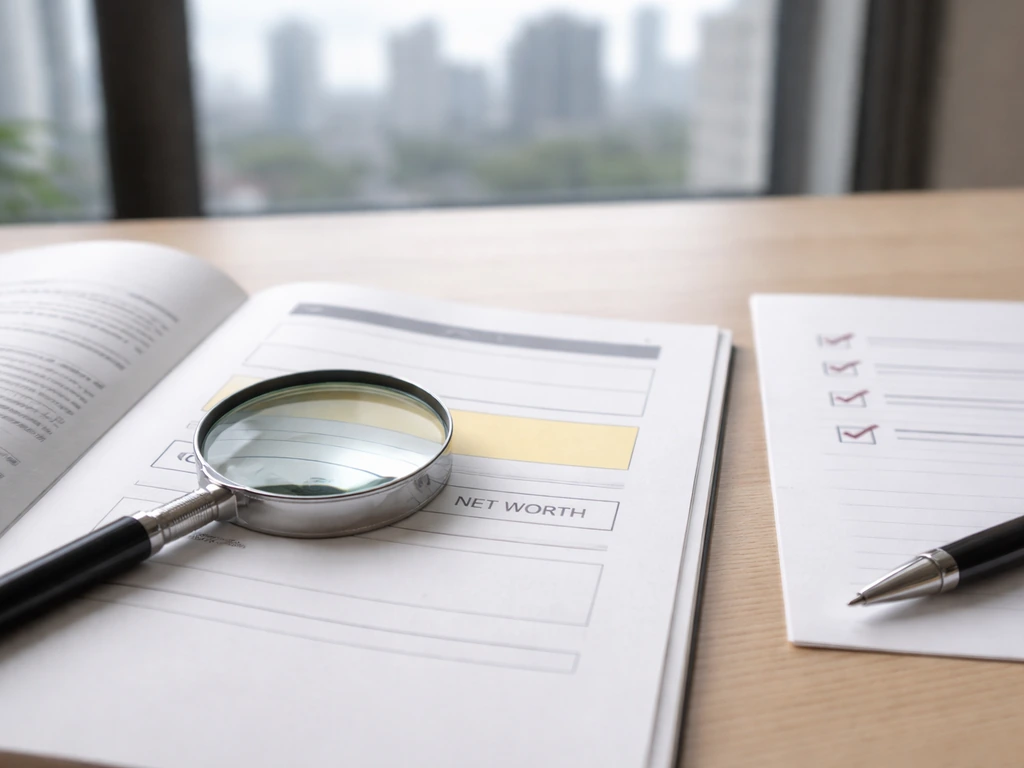Annual report page beside a magnifying glass and checklist symbols for fast source verification