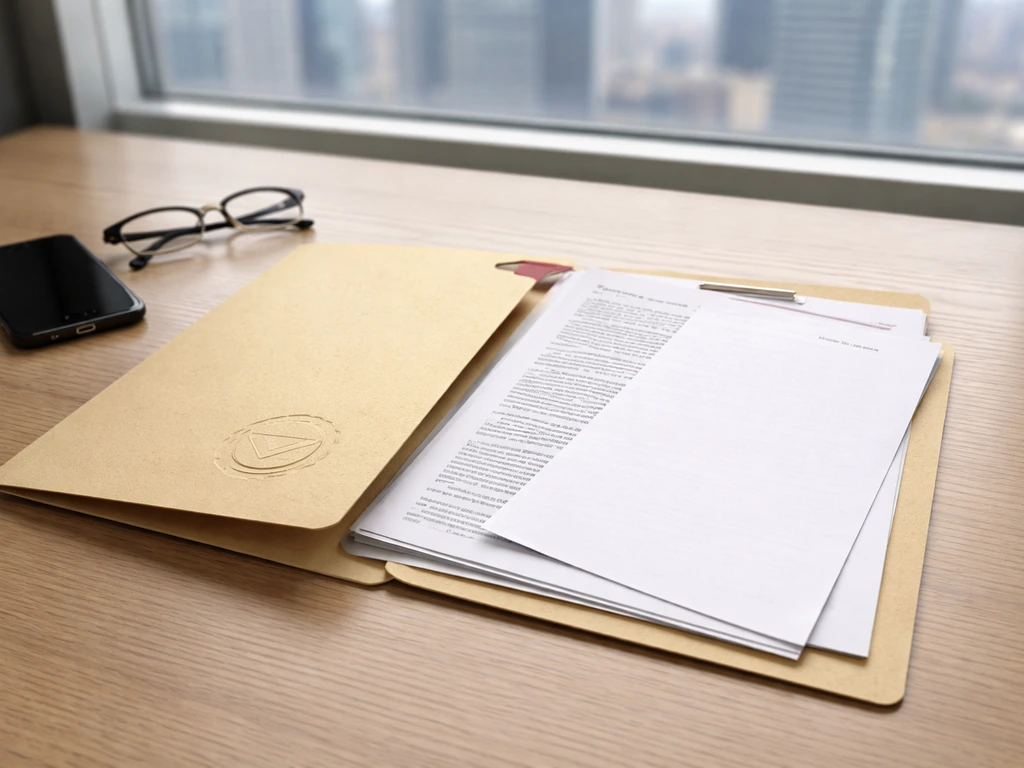 Minimal desk scene with a SPAC-themed folder and financial documents suggesting SEC filings