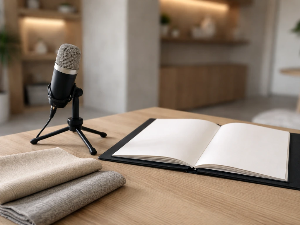 Minimal office and studio setup symbolizing media and interior design, for disambiguating Mark Patton identities